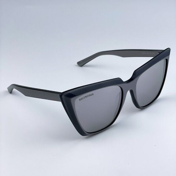 SALE! NEW Balenciaga BB0046S 006 Silver Mirrored Square Cat Eye Women Sunglasses main image 3